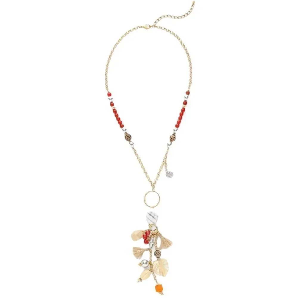Chico’s long Kira gold tone charm necklace